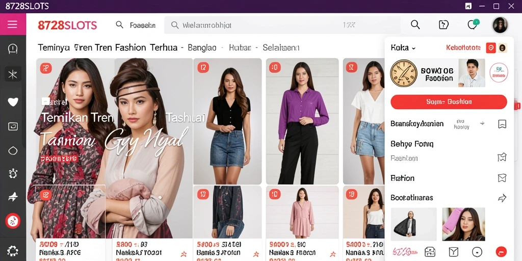 Antarmuka aplikasi 8728SLOTS yang menarik dan fungsional untuk belanja fashion.