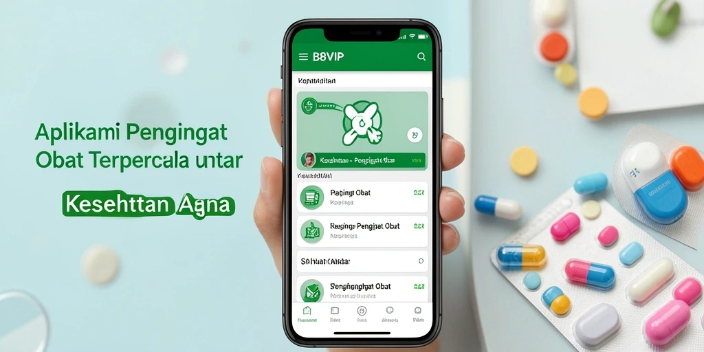 Antarmuka B8VIP yang menunjukkan pengingat obat secara jelas.