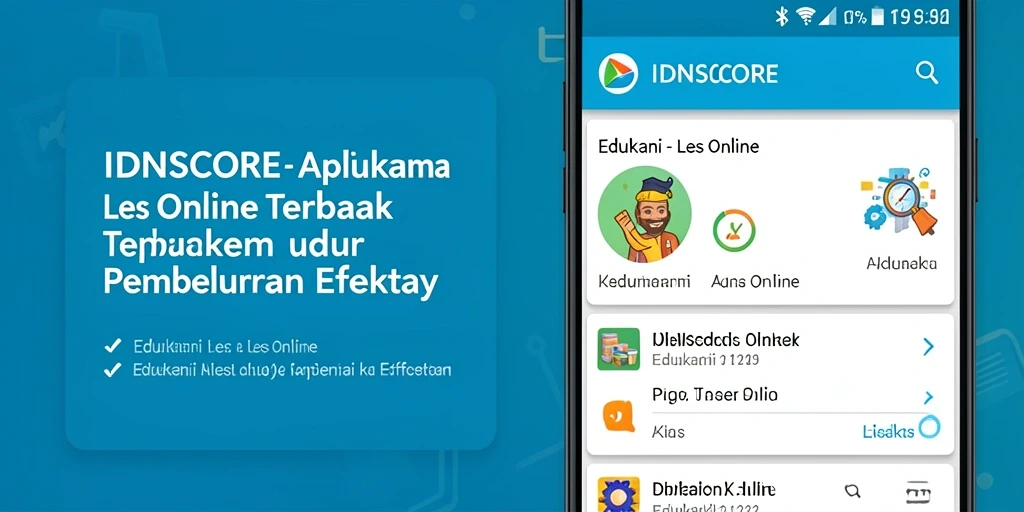 Antarmuka pengguna IDNSCORE yang menarik untuk les online.