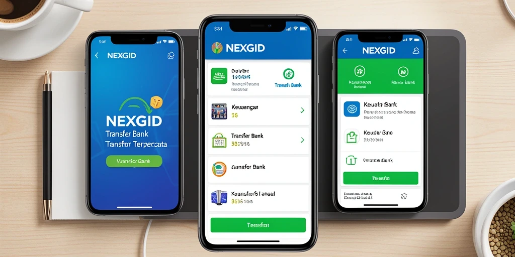 Antarmuka aplikasi NEXGID untuk transfer bank yang sederhana dan user-friendly.