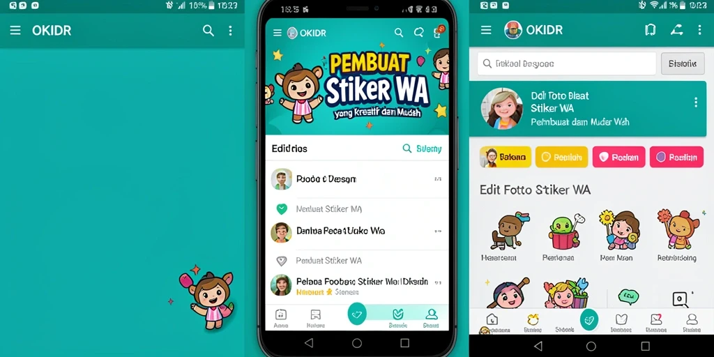 Tampilan antarmuka OKIDR untuk membuat stiker WA yang kreatif.