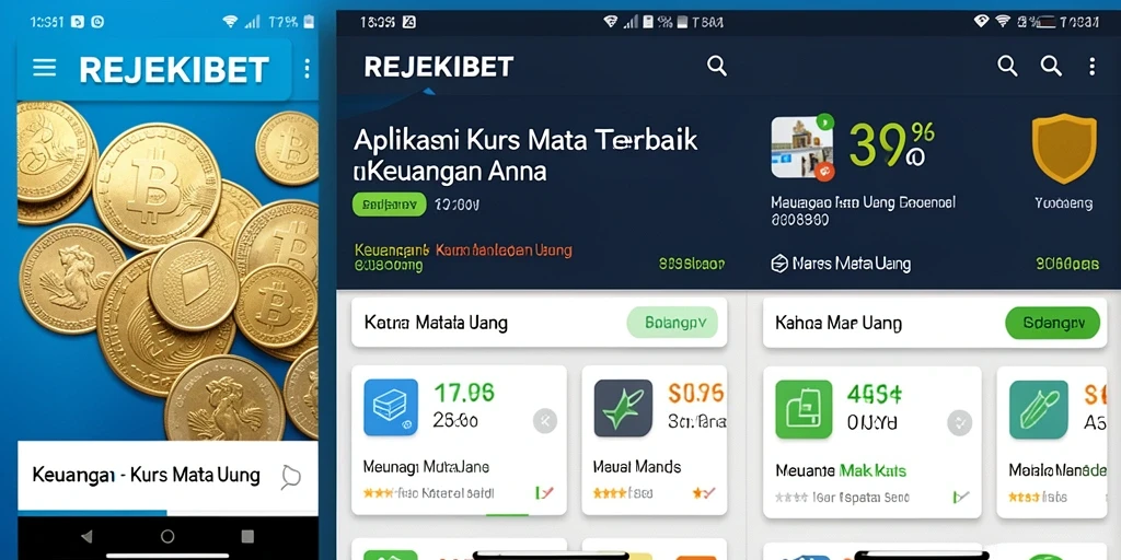 Antarmuka sederhana dan fungsional dari aplikasi REJEKIBET untuk Kurs Mata Uang.